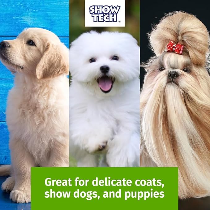 Show Tech Tuffer Than Tangles Slicker Brush for Dog Grooming with Long, Regular Pins, Medium Size, Perfect for Doodle Breeds, Angled Pins for Dematting, Remove Undercoat, Comfort Grip Handle
