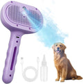Dog Steam Brush 3 in 1 Cat Brushes with Steam, Release Button Grooming Brush for Pets Cats Dogs, Hair Removal Shedding for Small Animals Long Short Haired - Purple