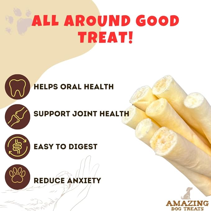 Amazing Dog Treats - Cow Tail Dog Chews (6 Inch Regular - 6 Pack) - Sourced from 100% Grass Fed Cattle - All Natural - Long Lasting Chew for Dogs - Rawhide Alternative for Dogs