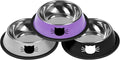 Serentive 3Pcs Cat Bowls Non-Slip Stainless Steel Small Cat Food Bowl Unbreakable Thick Rubber Base Easily Clean Lovely Color