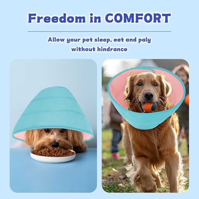 Soft Dog Cone Collar After Surgery Alternative for Dogs to Stop Licking, Comfort Collars for Large/Medium/Small Pet/Cat, Comfortable Elizabethan Neuter Recovery E Cones of Shame Neck & Head Ecollars