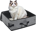 Waterproof Portable Cat Litter Box with Lid – Foldable, Leak-Proof, Odor-Free Travel, Easy to Carry & Clean, Covered Collapsible Kittens Pet Tray for Road Trips, Hotel, Car, 16.5"x11.8"x5.1"