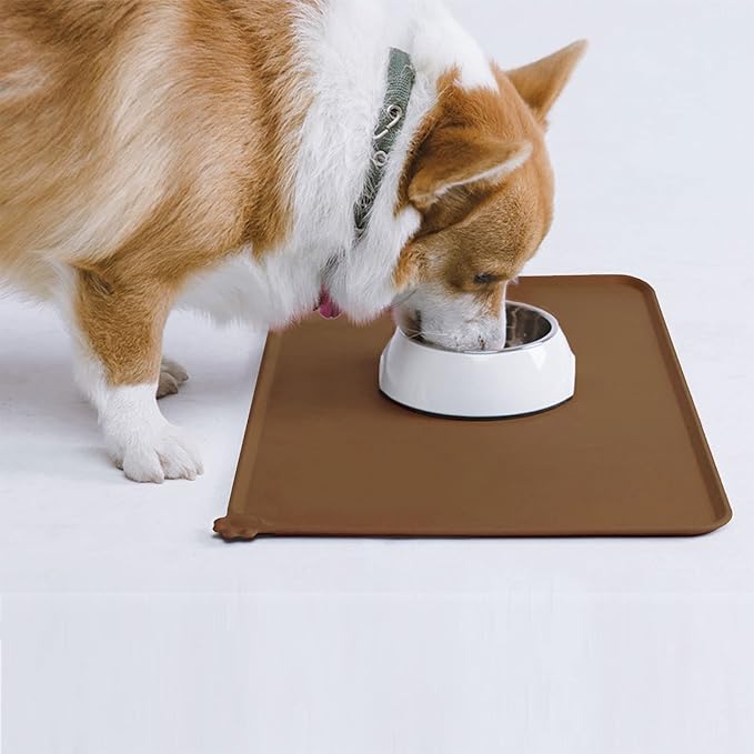AUDWUD Silicone Waterproof Pet Feeding Mats,Anti Slip Bowl Pad, Dog Mat for Food and Water