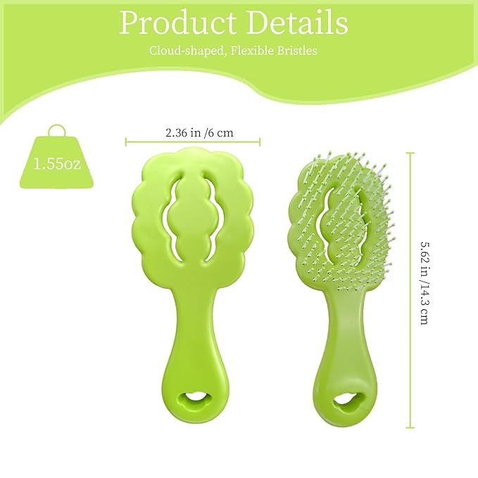 Cloud-Shaped Soft Bristle Small Dog Brush - Hollow Back Design for Easy Grooming - Ideal for Yorkie, Shih Tzu, Maltese Maltipoo Pomeranian- Puppy Essentials , Pet Hair Removal Essentials (Green)