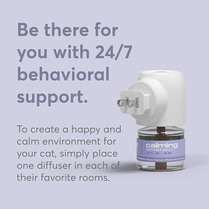 Cat Calming Diffuser Refills – Long-Lasting 30-Day Formula, Cat Pheromones Calming Diffuser for Stress Relief, Relaxation, and Anxiety Reduction, Easy to Use – (2 Diffusers + 2 Refills)