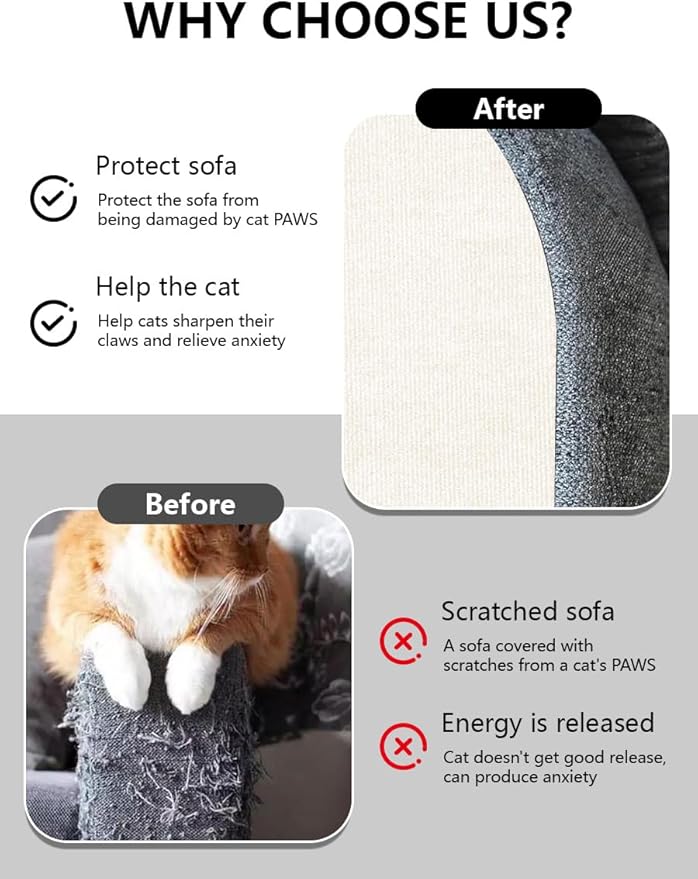 Anti Cat Scratch Couch Furniture Protector, Adhesive Cat Scratch Pad Deterrent for Furniture, DIY Climbing Cat Scratcher Couch Protector from Cat Claws Scratching for Indoor (offwhite,78.7x15.8In)