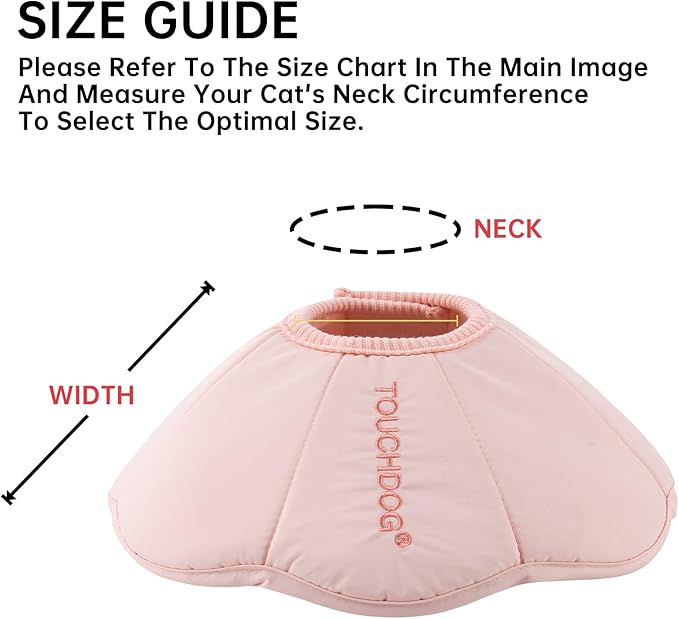 Touchdog Soft Cat Cone Collar, Waterproof Recovery Collar for Cats After Surgery, Lightweight Elizabethan Collar for Kittens, Small to Large