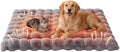 Self-Warming Dog Bed, Plush Faux Fur Mat with Anti-Slip Bottom, Ultra Soft Heated Pet Bed for Medium Large Dogs, Cozy Fluffy Pad for Carriers Couch Crate, Machine Washable, 35 x 27 Inch Grey