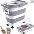 25-28lbs Dog Food Storage Container, Collapsible Dog Food Container, Wheels, Handle, Airtight Pet Food Storage Container, Scoop, Small Dry Container For Dog Cat Bird Food