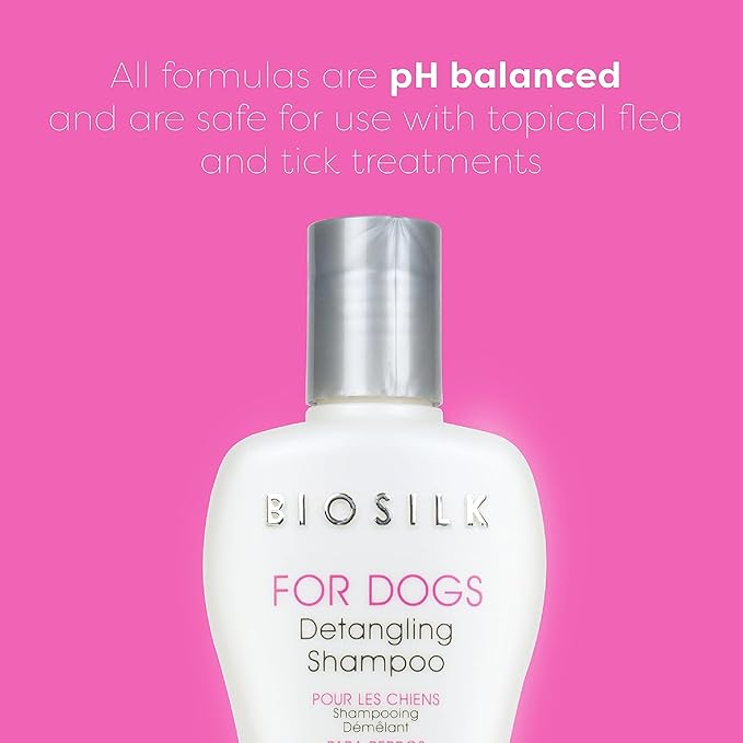 BioSilk for Dogs Silk Therapy Detangling Shampoo, Cleans and Moisturizes, Dematting Shampoo with Silk Proteins and Coconut Oil, No Parabens, pH Balanced, Made in USA, 12 Fl Oz