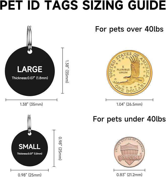 YEHANTI Dog Tags Engraved for Pets - Personalized Dog Tags with Lovely Icons, Durable Stainless Steel Pet ID Tags for Small Large Dogs Cats, Round Custom Dog Name Tags Engraved on Both Sides, Small