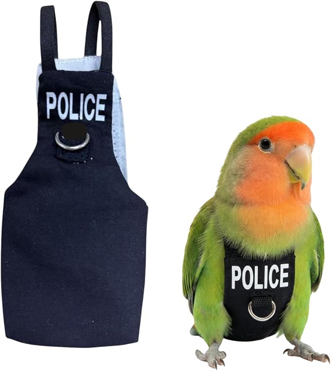 Bird Diaper Flight Suit, Cute Cosplay Parrot Clothes, Easy-to-Wear Washable Nappy, Durable Metal Ring Harness for Cockatiel, Conure, African Grey, Parakeet Outdoor Flying (Without Leash,S)