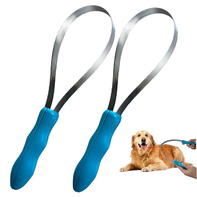 2Pcs Shedding Blade for Dogs Dual-Sided Stainless Steel Horse Deshedding Tool with ABS Grip Shedding Blade for Cat Dog Horse Cattles Sheep