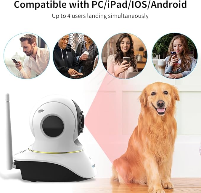 VSTARCAM Pet Camera with Laser, 3MP 2.4GHz WiFi Interactive Dog & Cat Laser Toy with Night Vision, Motion Detection Alerts, APP Remote Control Indoor Security Camera for Pet Monitoring