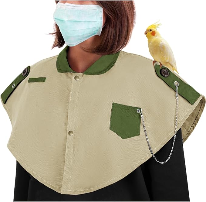 La La Pet Parrot Anti-Scratch Shoulder Protector Pet Bird Training Shoulder Cape Parrots Poop Shawl Diaper Flight Suits and Accessories for Macaws Cockatoos Parakeets Cockatiels Beige