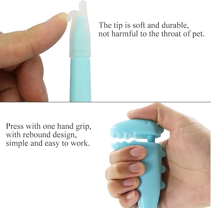Pet Pill Shooter for Cat, Dog Pill Shooter Cat Pill Gun, Cat Tablet Soft Tip Syringe Pet Medical Feeding Dispenser Tool for Small Animals (Blue)