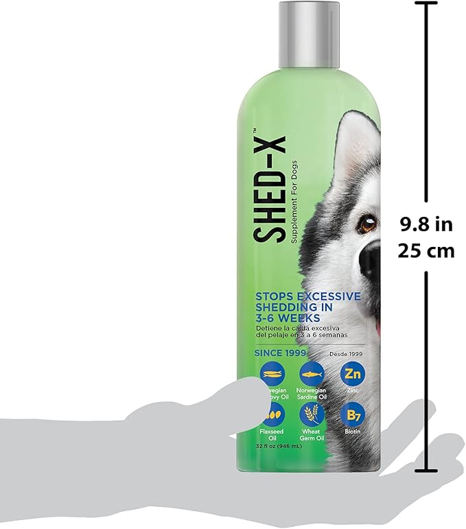 Shed-X Liquid Dog Supplement, 32oz – 100% Natural – Helps Dog Shedding, Fish Oil for Dogs Supports Skin & Coat, Dog Oil for Food with Essential Fatty Acids, Vitamins, and Minerals