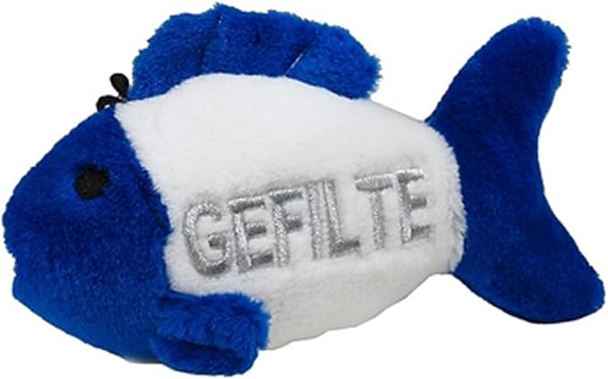 Gefilte Fish 4.5" Dog Toy, White/Blue
