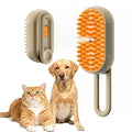 Steam Brush for Cat and Dog Shedding Orange Rechargeable Pet Grooming Brush Anti-Static Deshedding Tool with Massage & Cleaning Comb for Long Short Hair