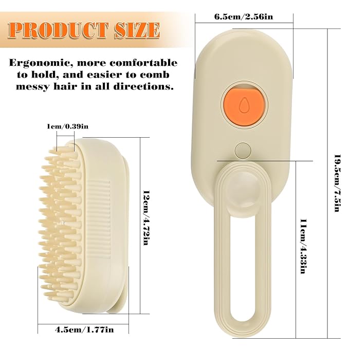Cat Steam Brush for Shedding – Rechargeable Steam Pet Brush Flea, Anti-Static, Massage, Comb Cleaning All in One Pet Grooming Comb Hair Removal Tool for Cats and Dogs (2 PCS White Brown)