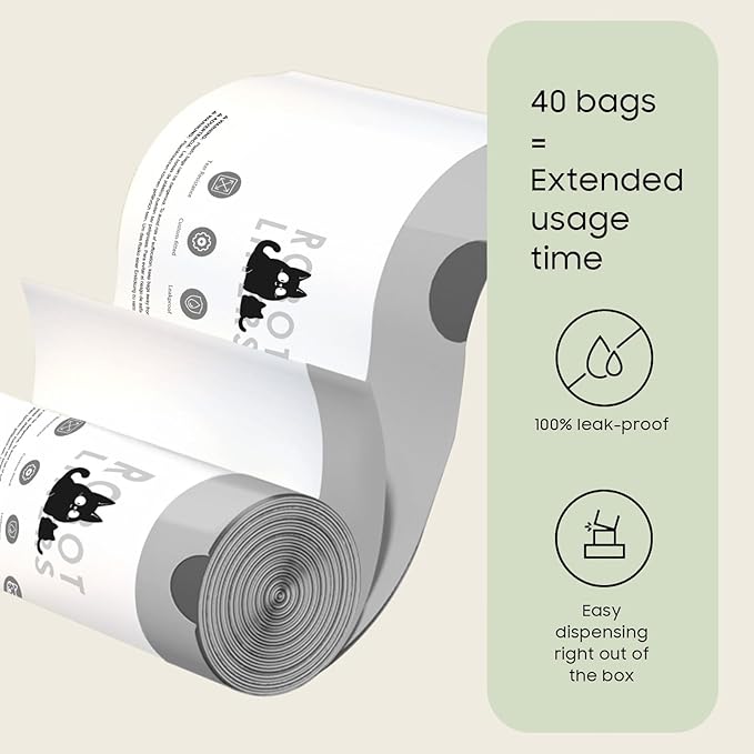 Cat Litter Box Robot 5/4/3 Waste Bags, 40 Pack Automatic Litter Box Bags, Thick Heavy Duty Cat Litter Box Liner Bags 25.2 X 15.7 IN