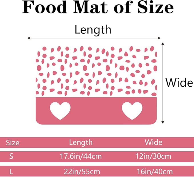 Personalized Cat Dog Bowl Mat - Non-Slip, Waterproof, Custom Pet Mat for Food and Water (Pink Love)