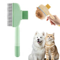Cat Self Cleaning Pet Hair Removal Comb, 2026 New Cat Grooming Brush, Pet Comb with Long Short Stainless Steel Metal Teeth, Pet Grooming Supplies for Cat, Dog (2, Green)