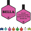 Silicone Silent Dog Tag Personalized with 5 Lines of Custom Deep Engraved Durable Soundless Pet ID Name Tag Hexagon Pink