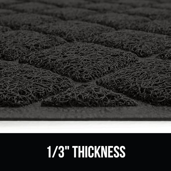 GORILLA GRIP Cat Litter Box Mat, 40x28, Water Resistant, US Designed Kitty Litter Trapping Mats, Easy to Clean, Scatter Control, Less Mess and Clean Floors, Kitten Supplies for Indoor Cats, Black