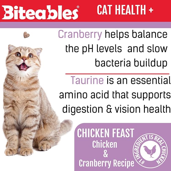 Get Naked Biteables Natural Soft Treats for Cats, Cat Health Plus, Chicken Feast Recipe, 3 oz, 1 Pouch