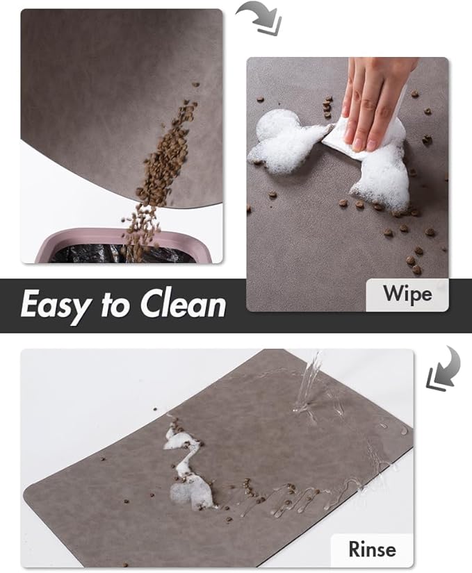 MontVoo-Absorbent Pet Feeding Mat-No Stains Pet Mat for Food and Water Bowl-Quick Dry Cat & Dog Food Mat Water Dispenser Mat-Pet Supplies Mat-Dog Water Bowl Mat for Messy Drinker,（Brown,17"x28"）
