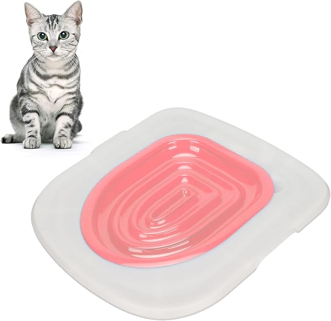 Cat Potty Training Kit, Reusable Cat Urinal Seat for Teaching Toilet Training (White Tray, 1)