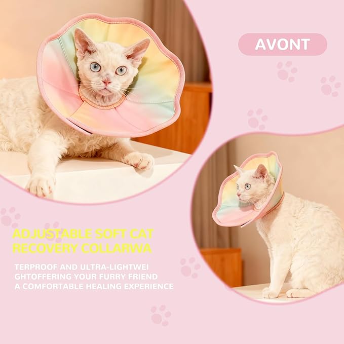 Touchdog Soft Cat Cone Collar, Waterproof Recovery Collar for Cats After Surgery, Lightweight Elizabethan Collar for Kittens, Small to Large