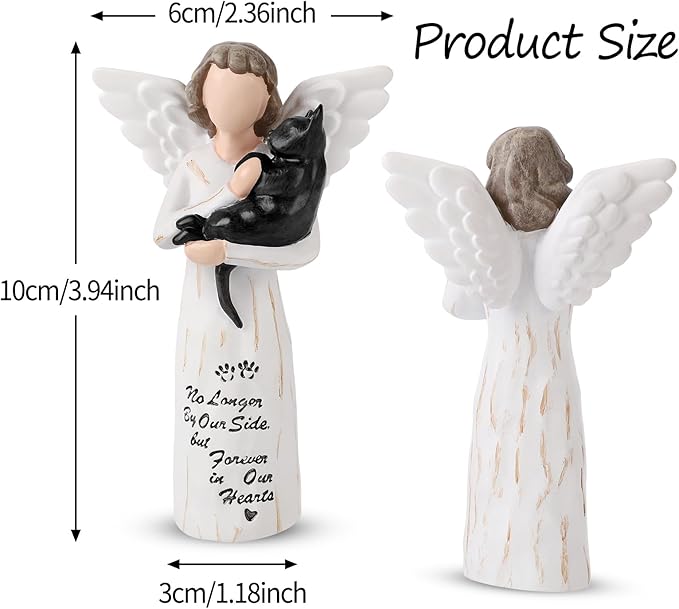 Cat Memorial Gifts, Cat Memorial Gifts for Loss of Cat, Pet Cat Remembrance Gifts, Hand-Painted Collectible Cat Angel Figurine Statue for Cat Lovers in Memory of Their Beloved Cat