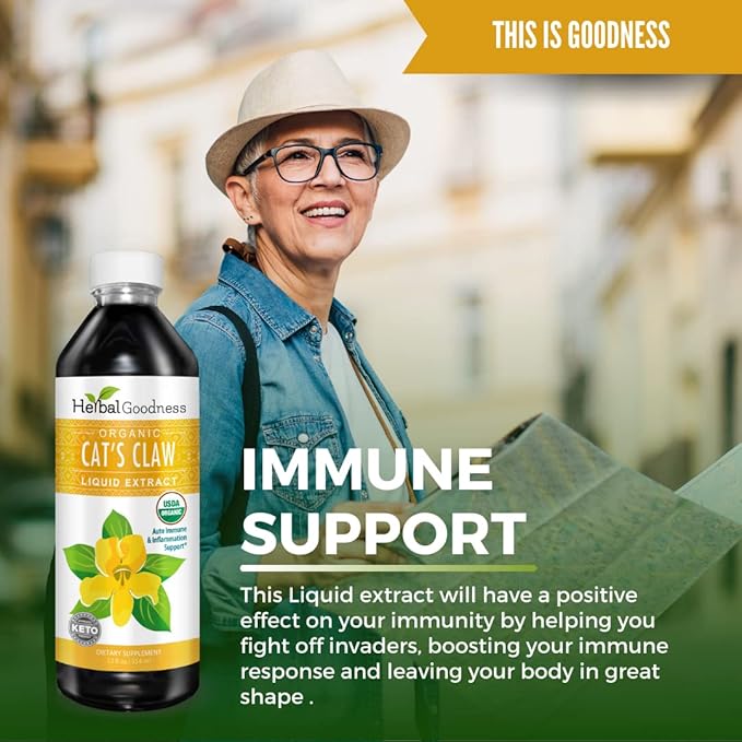 Cat's Claw Liquid Extract - Herbal Supplement for Digestive Boost, Joint/Muscle Support, Immunity, Heart Support- Superior Absorption-Organic 12oz -23 Servings/Bottle -Made in USA -Herbal Goodness