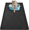 Cat Litter Mat, Large 34" x 22" Litter Box Mat, Waterproof Silicone Litter Mat for Litter Box, Non-Slip, Easy to Clean (Black)