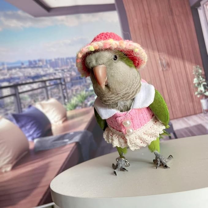 Bird Diaper Flight Suit - Pink Top Bird Clothes Cosplay Photo Prop for Parrots, Lovebirds, Parakeets, Cockatiels & Small Animals (Macaw)