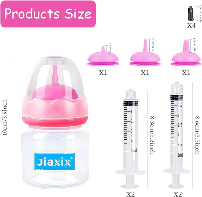 Pet Nursing Bottle Kit for Kitten Puppy,60mlCat Bottle Feeding Kit Nipple Kittens Syringe for Small Cat Dog Newborn Kitten Puppys Rabbits Squirrel Animals (Pink)