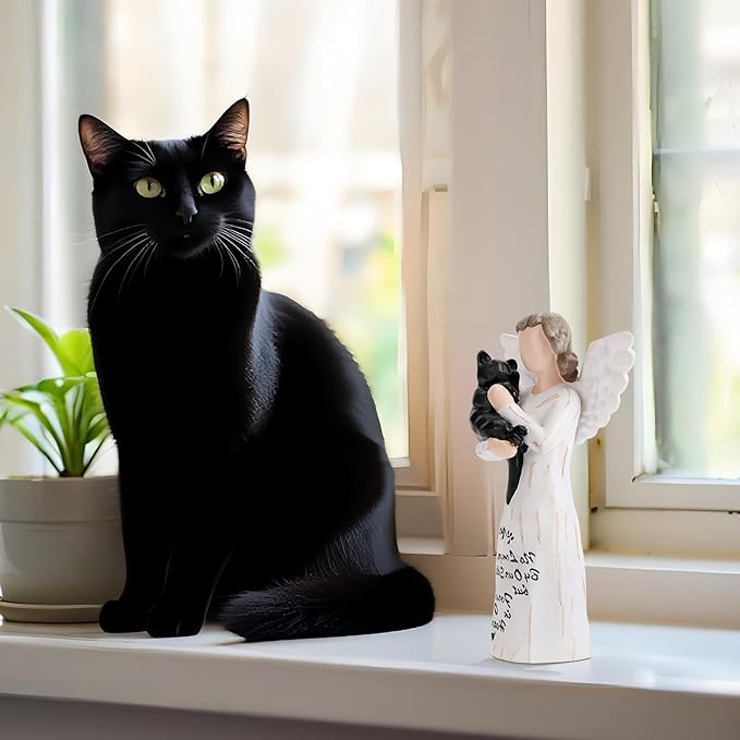 Cat Memorial Gifts, Cat Memorial Gifts for Loss of Cat, Pet Cat Remembrance Gifts, Hand-Painted Collectible Cat Angel Figurine Statue for Cat Lovers in Memory of Their Beloved Cat