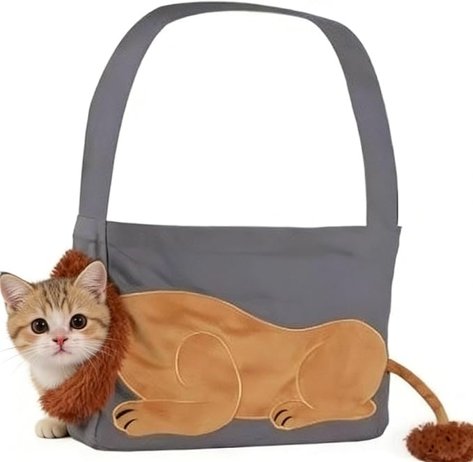 Dog Carrier Bag, Cat Sling Carrier Soft, Portable Dog Small Purse, Pet Carrier for Puppy, Lightweight Travel Hiking Bag, Lion Design Canvas,Petmate Chihuahua, Vet Visits, Outdoor Walking