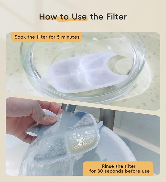 8 Pack Filters Replacement Filter for FS10 Plus Cat Fountain, 6 Layer Filter, Pet Drinking Fountain for 138 fl oz/4.1L FS10 Plus (White, 8 Filters + 32 Sponges & 8 Pump Filters)