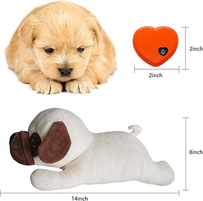 HonourHope Dog Heartbeat Toy for Anxiety Relief, Soft Plush Toy Pet Calming Puppy Behavioral Training Aid Pet Companion Pillow for Puppy Cat Kitty - Pug Dog