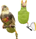 Bird Diaper Harness Flight Suit Clothes with Flying Leash for Parrots Cockatiel Pet Birds, Parrot Clothes, Bird Training Nappy Suit Liners Clothes (Medium,Green)