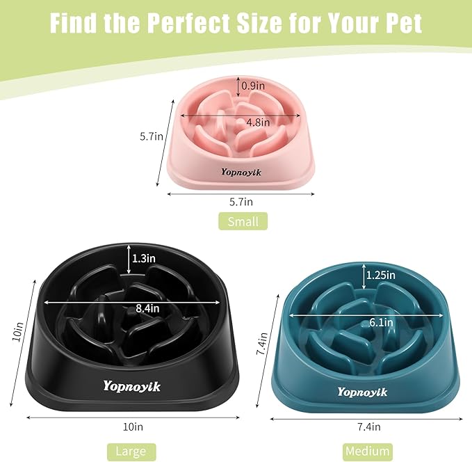 2 Pack Slow Feeder Dog Bowls for Healthy Eating, Non-Slip and Anti-Choking Design, Reduces Bloating & Overeating for Medium Dogs and Cats, Easy to Clean