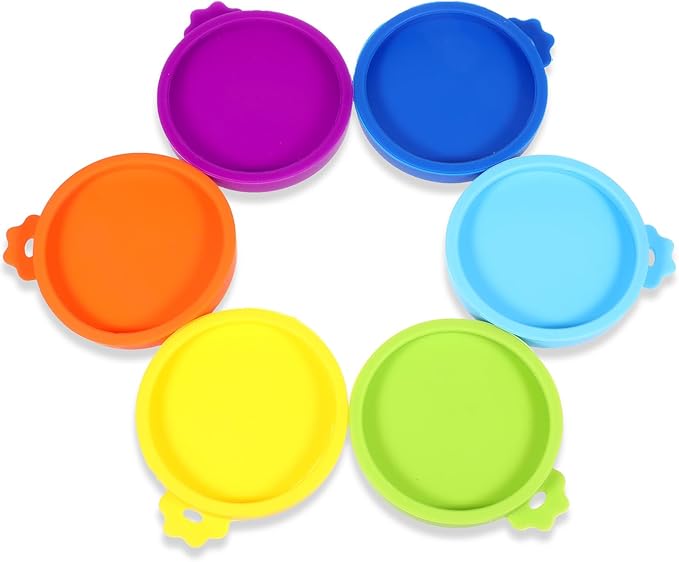 EupHHonycs 6 Pcs Cat Food Can Lids Silicone Small Pet Can Covers Dishwasher Safe for 3 oz Cat Wet Food Cans or Canned Good