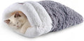 Cat Cave 4 in 1 Cat Sleeping Bag Cute Self Warming Cat Bed Cave with Plush Portable Snuggle Sack/Hideway for Indoor Cats & Small Pets Grey 21×17 Inch