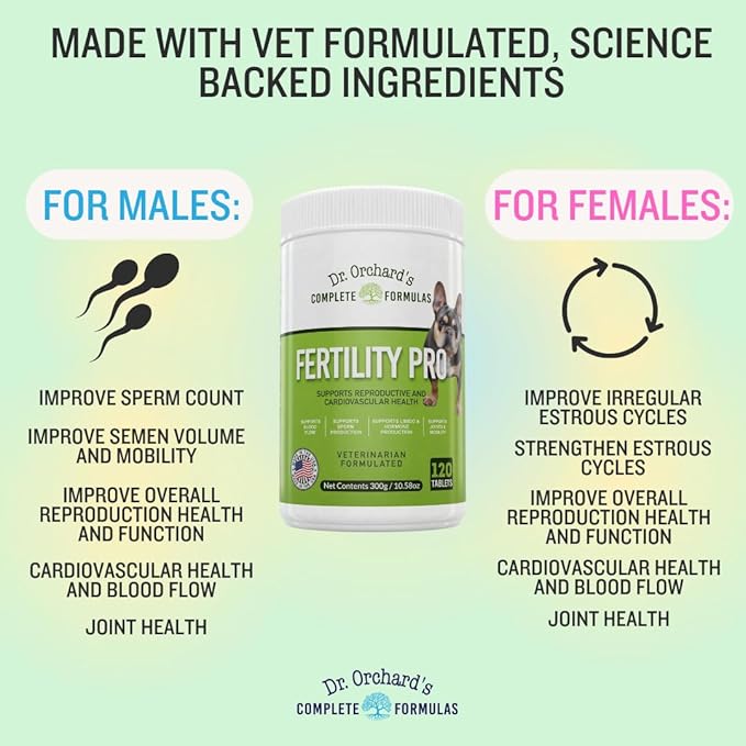 Dr. Orchards Fertility Pro for Dogs - Vet Formulated - for Males and Females -120ct