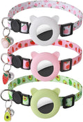 3 Pack Airtag Cat Collar Breakaway Fruit Cat Collars with Air Tag Holder, Bells and Fruit Charms Adjustable Safety Kitten Collars for Girl Boy Cats