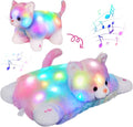 Glow Guards 16" Light Up Musical Rainbow Cat Stuffed Animal Glowing Colorful Cute Soft Kitty Plush Toy Pillow Sofa Decors Christmas Children's Day Birthday Gifts for Toddlers Kids