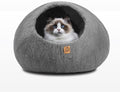 Wool Cat Cave, Handmade Felted Wool Cat Bed for Indoor Cats, Cozy Pet Hideout Pod, Natural Cat House for Kittens & Small Cats, Warm, Durable & Stylish Cat Condo (Medium, Plain Gray)